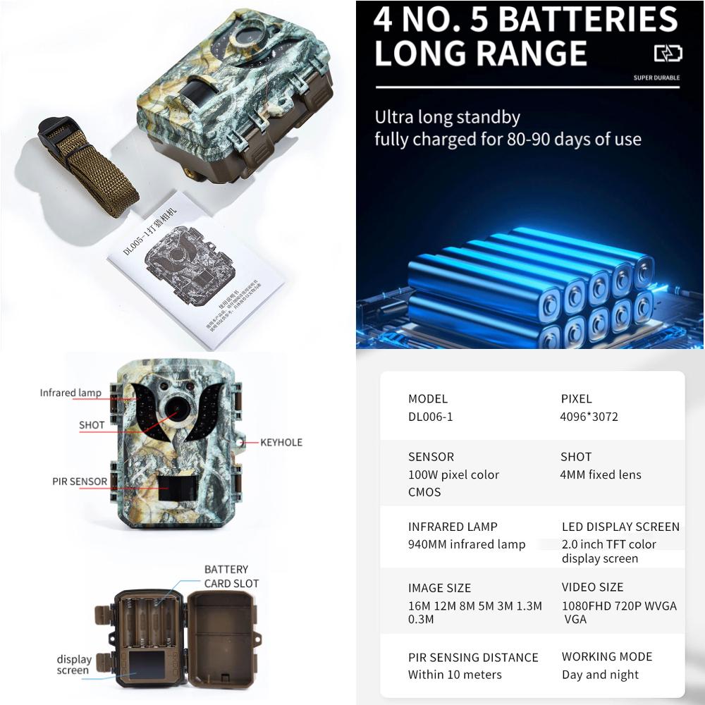 DL005 Мини камера для охоты HD 16MP 1080P инфракрасное ночное видение водонепроницаемая камера для наблюдения за дикой природой для мониторинга животных