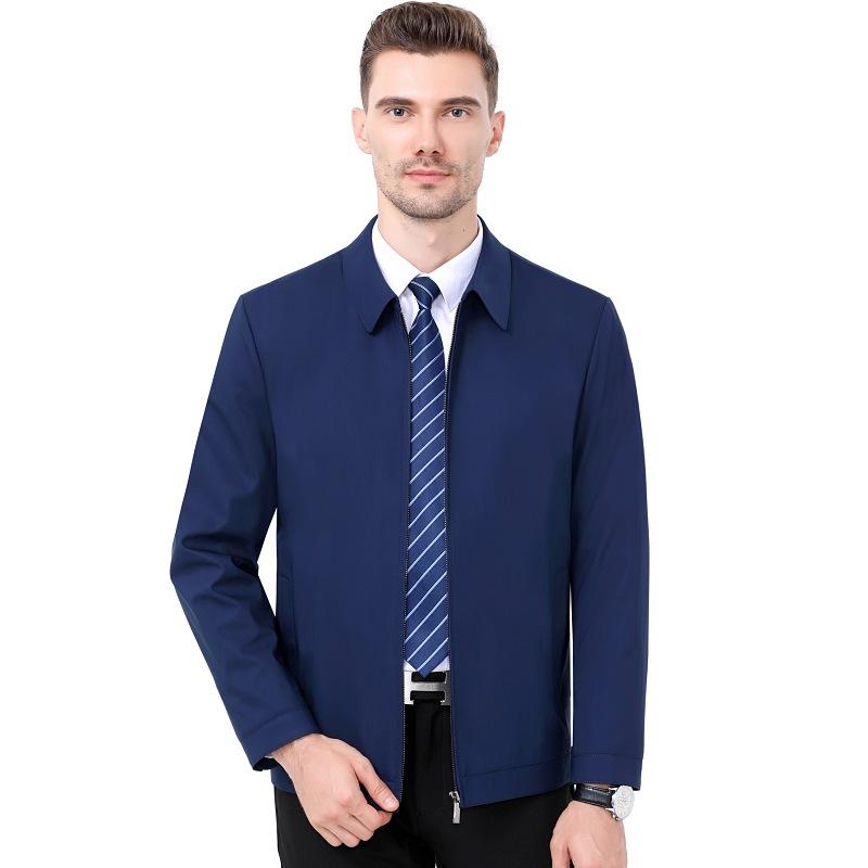 Весенние и осенние пиджаки с лацканами для мужчин среднего возраста, шелковые пиджаки для пап среднего и пожилого возраста, тонкие топы в деловом стиле для мужчин