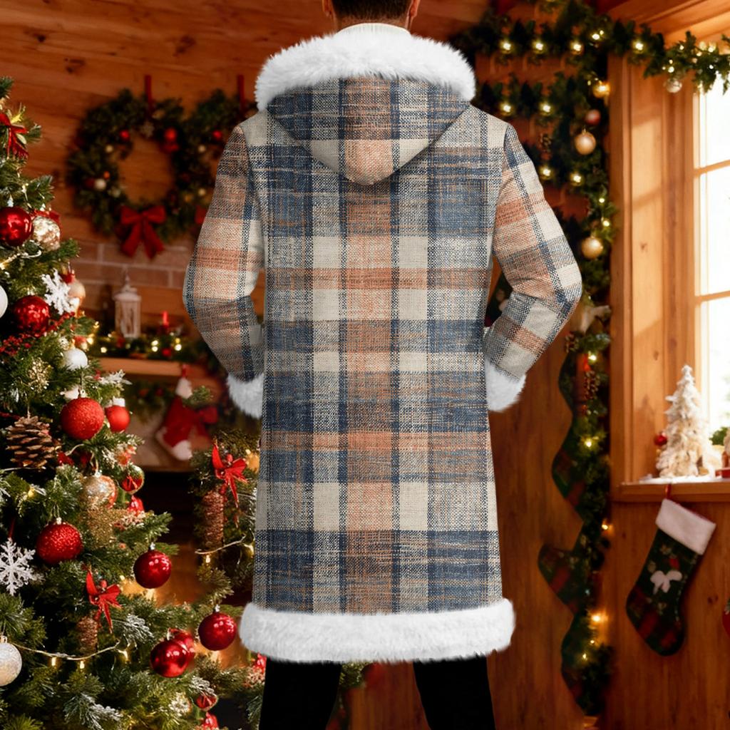 Мужской кардиган с капюшоном, длинное пальто для сохранения тепла