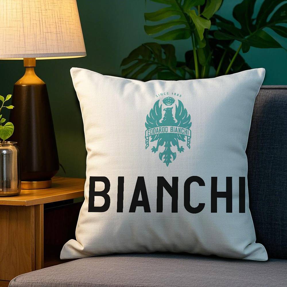 Роскошная наволочка с логотипом B-Bianchi для подушки на диван, в гостиную, спальню. Квадратная подушка с двусторонней печатью. Наволочка для подушки для сна