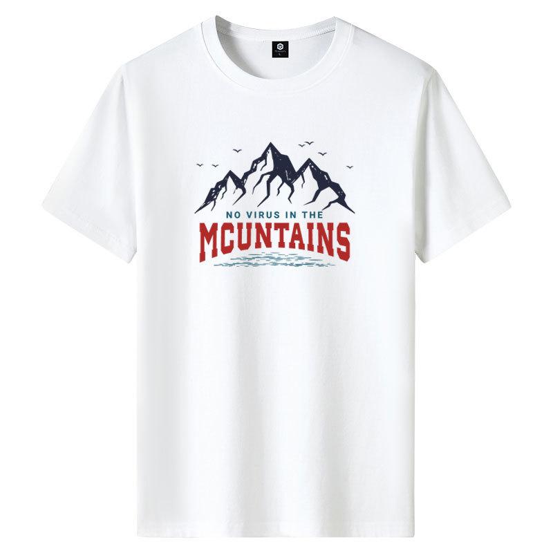 Mountain M-6XL Pure Cotton Mens Short-sleeved T-shirt Round Neck Boy Casual Tee Shirt