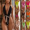 Womens Sexy Deep V Neck Backless Swimwear Swimsuit Female Fashion One Piece Bathing Suit