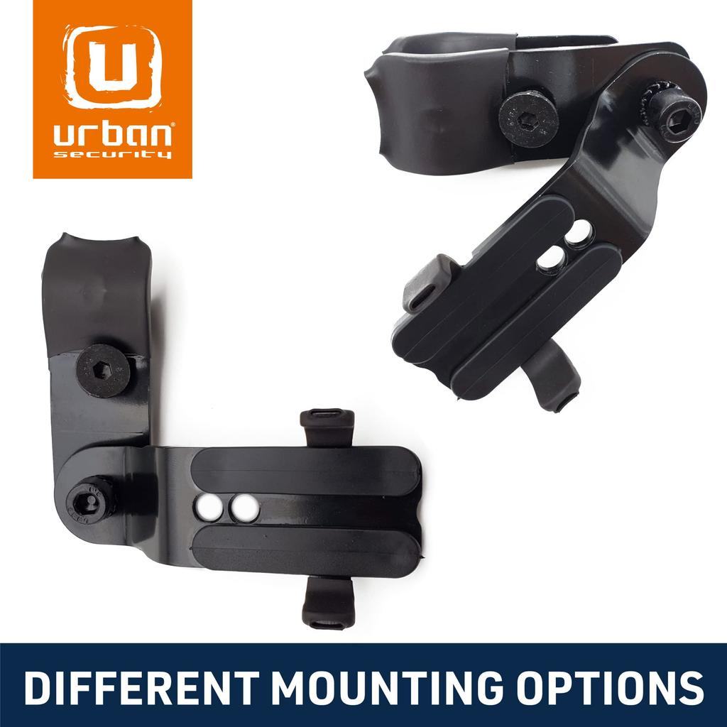 Urban UR352 Alarm Disc Lock with Transport Bracket for the Urban UR6 and Attaches To Motorcycle Screws or Tubes for Secure Transport of Locked Disc