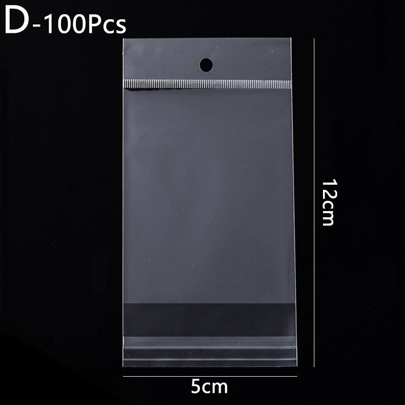 100pcs Jewelry Packaging Packaging Bags OPP Pack Bag Transparent Plastic Self Adhesive Storage Bag