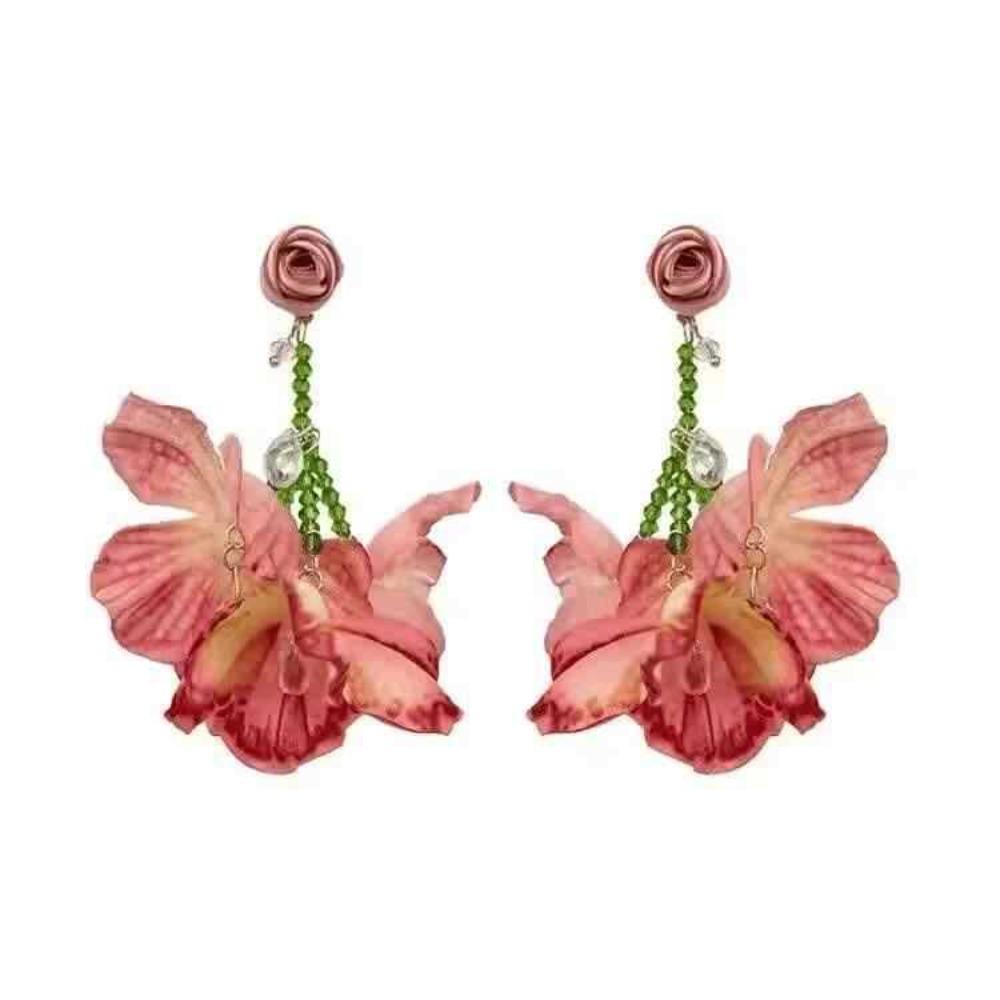 Glass Crystal Flower Dangle Earrings Sweet Petals Stud Earrings Fashion Beach Earrings Party
