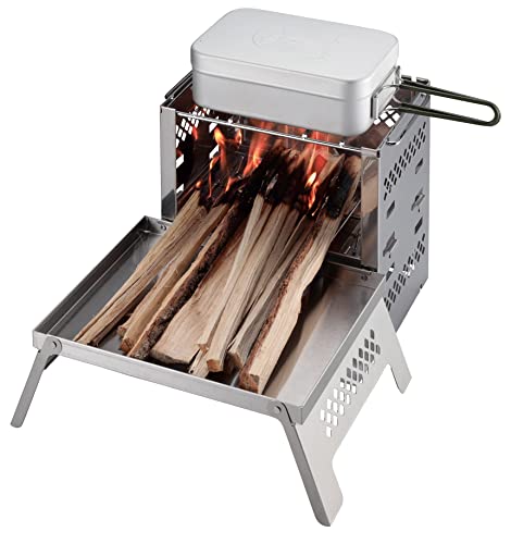 Captain Stag UG-3302 Stainless Steel Fire Pit Stand/Mini Table for Kamadodai B5 Model, Silver