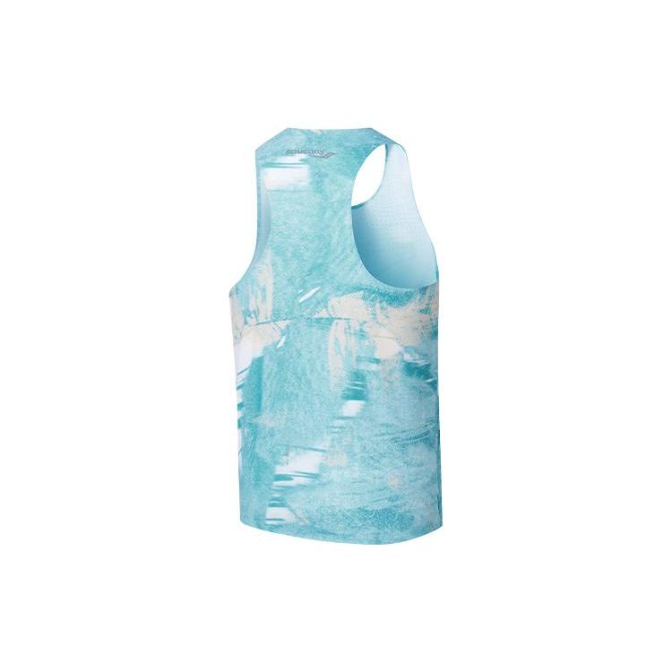 SAUCONY Tie-Dye Running Mesh Breathable Lightweight Round Neck Sleeveless Vest Men Tops Blue-Moon SC2239040-2