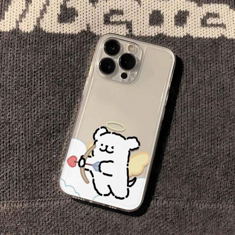 Cute Shaggy Dog Couple Print Phone Case for iPhone 17 16 15 14 13 12 11 16E Series Pro Max Plus Double Layer Protection