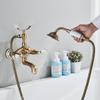Retro European Bathtub Shower Faucet with Handled Handshower Ceramics Daul Handle Cold Hot Water Mixer Bathroom Tub Faucet