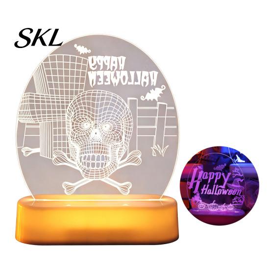 Easy Assemble Acrylic Night Lights Halloween Decoration Lights, Decorative LED Light, Skull/Pumpkin Table Creative Gifts for Lamp Home Party