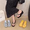 Retro Heightened Thick-soled Flip-flops Shoes for Women's Outer Wear 2025 Summer New Beautiful Slope Heel Cool Slippers