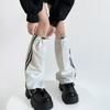 Fashion Drawstring Cargo Leg Warmers for Women Harajuku Side Double Striped Baggy Leg Covers Footless Socks Streetwear