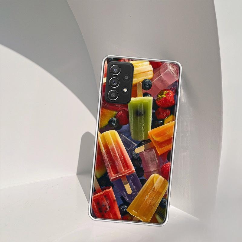 Яркий чехол для телефона с мороженым и эскимо для Samsung A54 A57 A37 A17 A14 A15 A12 A24 A34 A55 A35 A25 A52S A07 A05S A04S A22 A