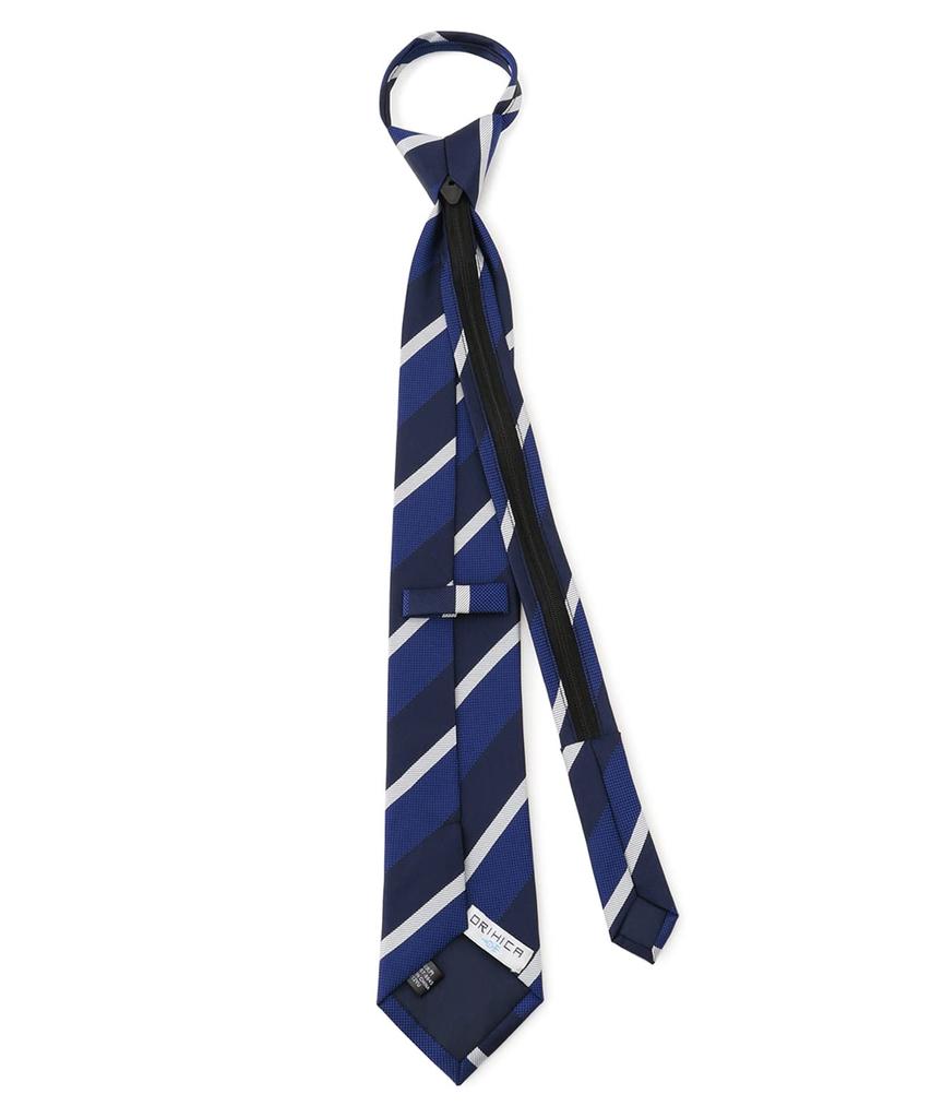 Деловой костюм с застежкой-молнией в коробке БЕСПЛАТНО [ORIHICA] Комплект из 2 предметов One-Touch, легко надеваемый галстук, подарок, мужской, темно-синий/темно-синий (АЗЗИП2-3)