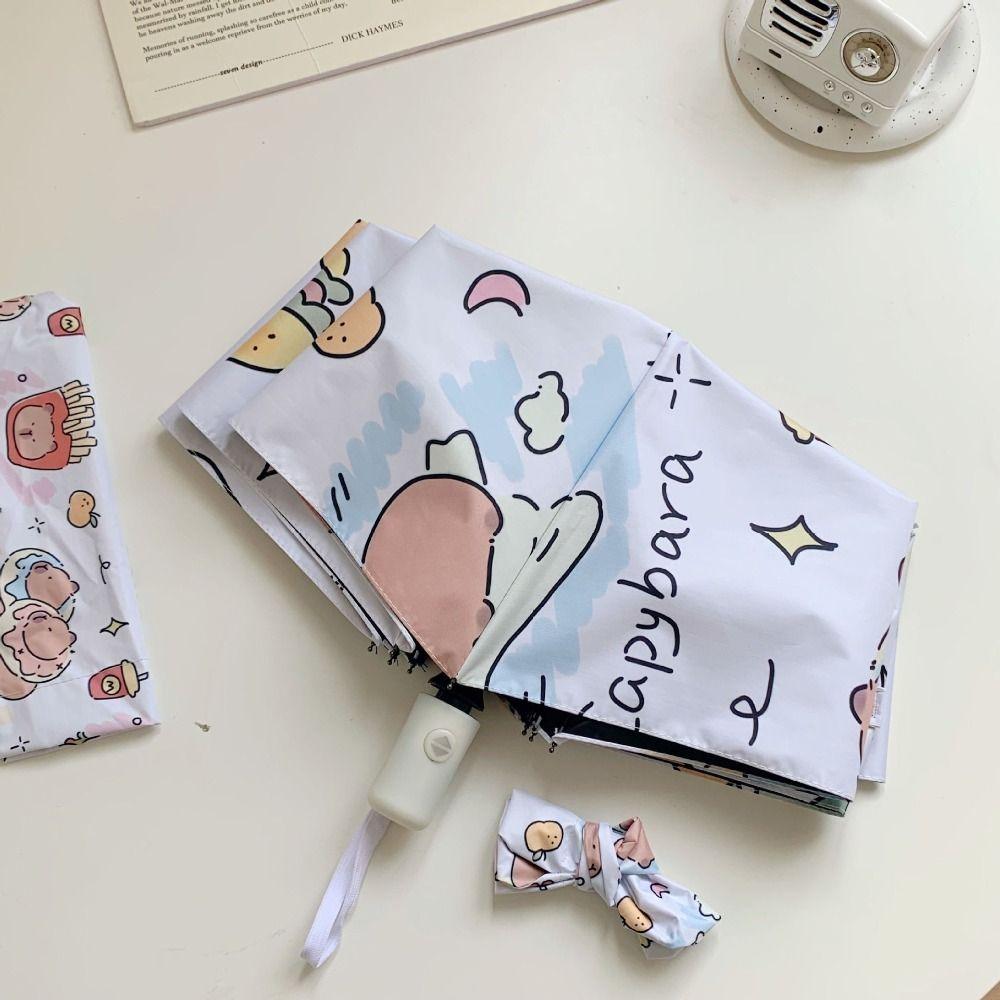 Двойной зонтик-капибара, складной зонт от дождя, милый зонтик от солнца для женщин и девочек