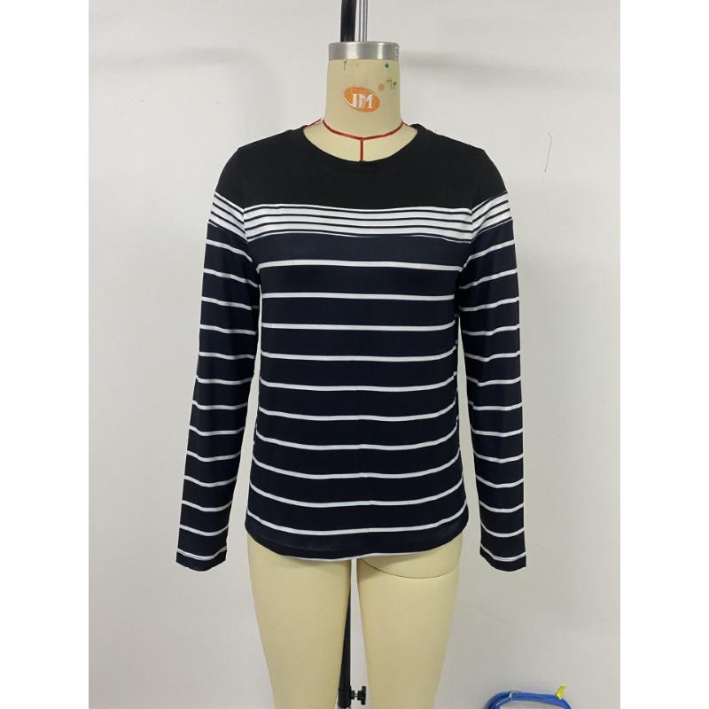 Women's Casual Striped Long Sleeved T-shirt