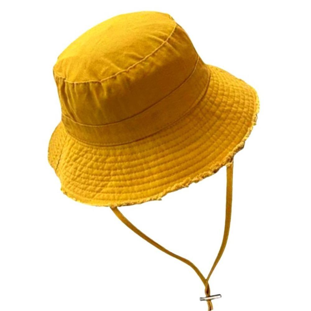 Fashion Hyun-Ah Style Bucket Hat Sun Resistant Fringed Summer Sunshade Hat Adjustable Large-Brimmed Hiking Hat Four Seasons