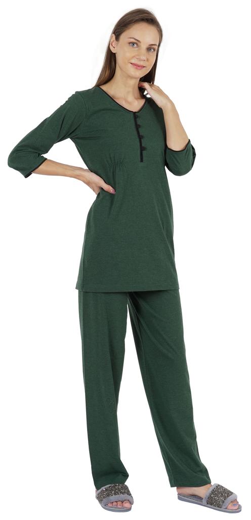Inkmeso Solid Nightwear Set W  Pyjama For Women Cotton Nightwear 2 Pcs