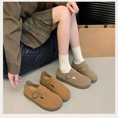 Весна/осень, новый стиль, круглый носок, пряжка, повседневные и удобные туфли на плоской подошве, однотонные элегантные модные женские туфли на низком каблуке