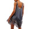 Women Lace Flowy  Dress Sleeveless Backless Low Cut Slip Dress A Line Short Dress Boho Sundress