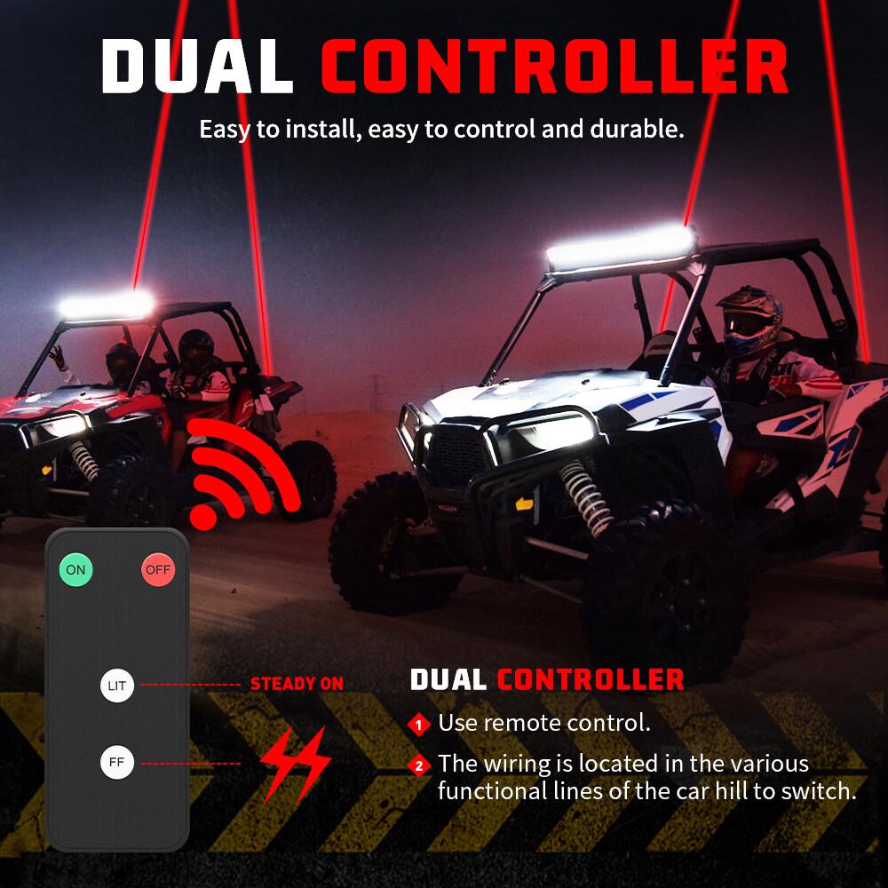 2x Laser Red LED Whip Lights Whipless Antenna Remote For ATV UTV Can Am Polaris