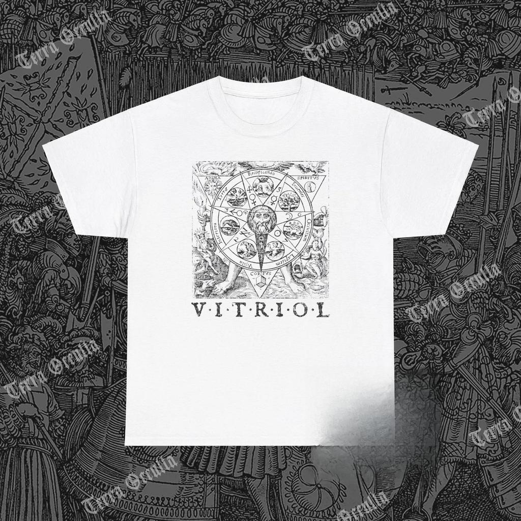 Vitriol Alchemy Shirt, Alpha and Omega, As Above So Below Graphic T Shirts Retro Streetwear High-quality Crew-neck Short-sleeved