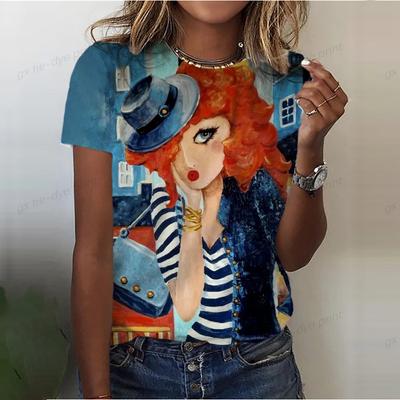 2025 Новый стиль абстрактная футболка для женщин одежда новогодний подарок косплей O-образный вырез короткий рукав женская футболка 3D принт уличная одежда
