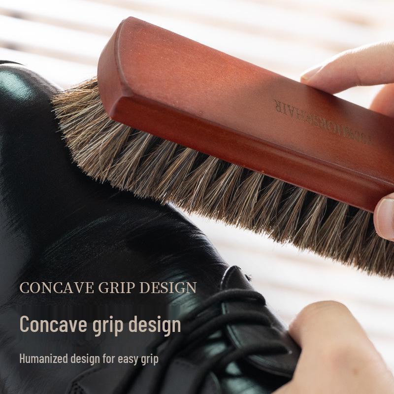 Wooden Handle Horsehair Shoe Brush for Polishing and Leather Care - Available In Large and Small Sizes