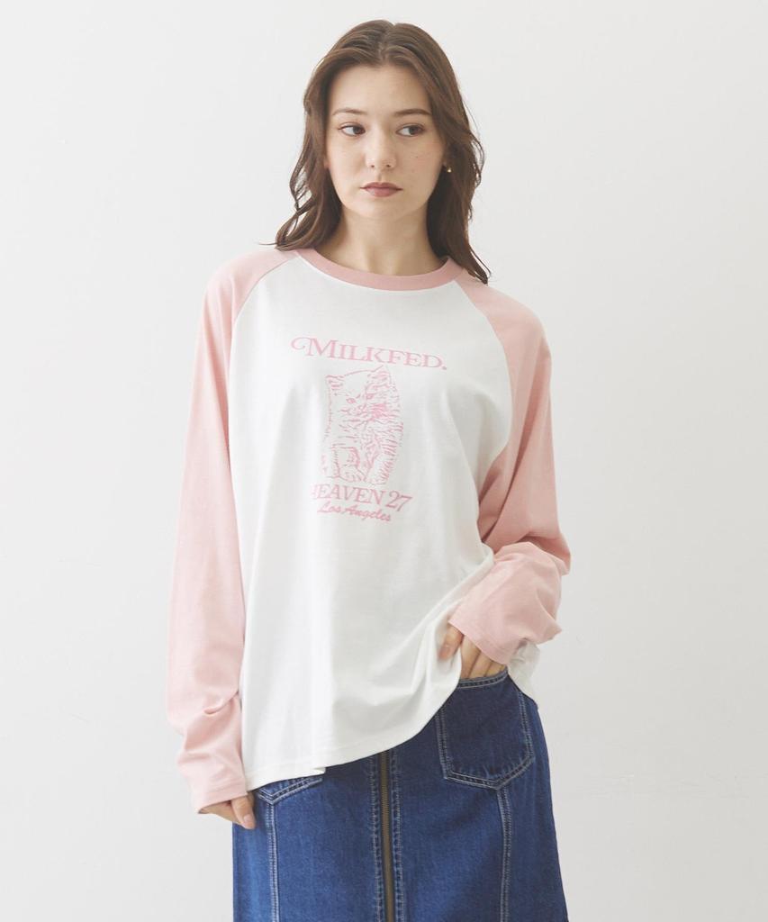 Milkfed Kitten Baseball KITTEN TEE Medium Tee, B/B 103244011007, LtPINK,