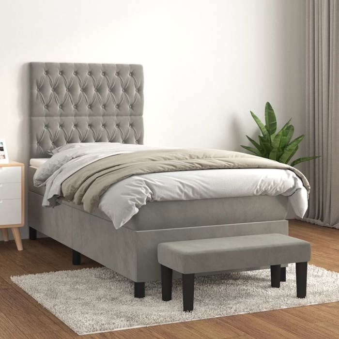 Maison Exclusive - Sommier à lattes de lit et matelas Gris clair 80x200 cm Velours