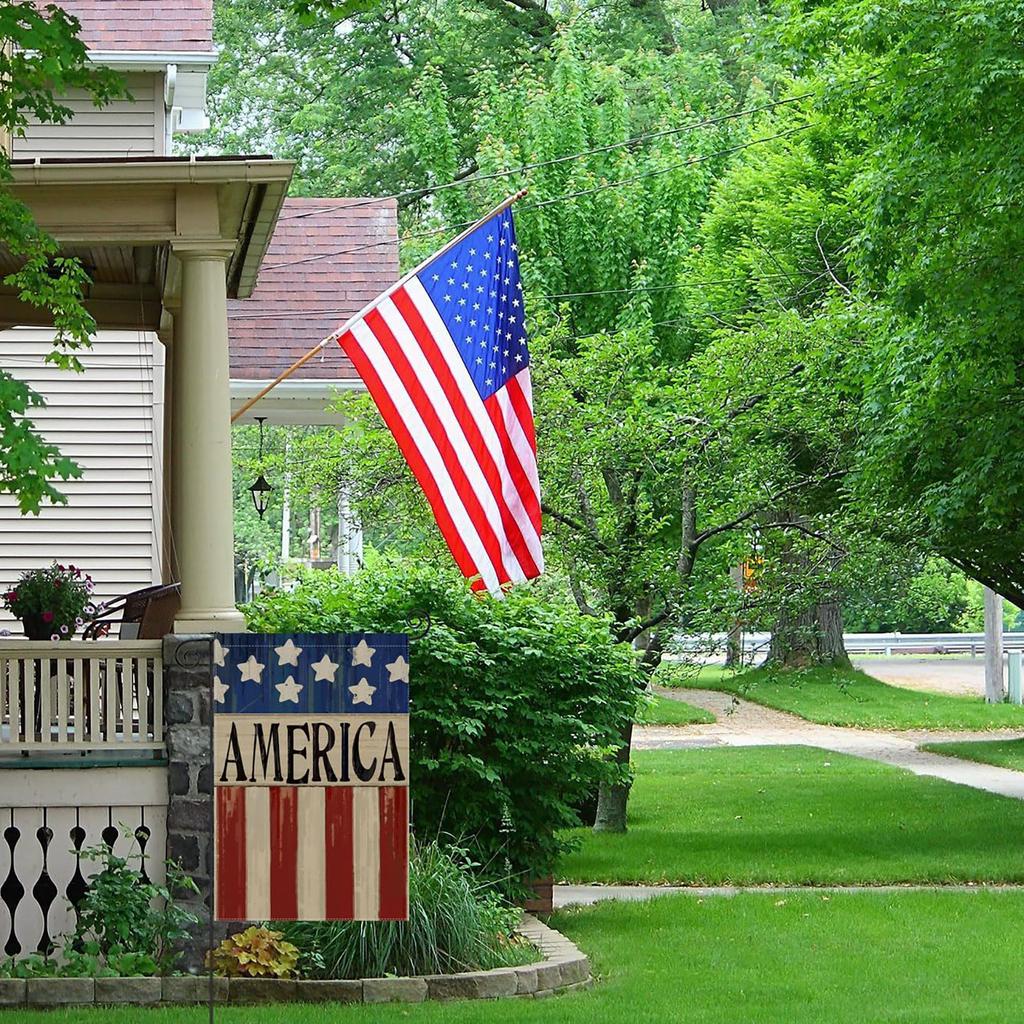 7.4 Садовый флаг 12x18 дюймов, двусторонний, патриотический американский флаг, украшение двора, небольшой сезонный уличный декор для летнего Дня независимости, Дня памяти