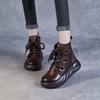 Женские ботильоны из натуральной кожи, ретро, универсальные, с плюшем, теплые, на толстой подошве, боковая молния
