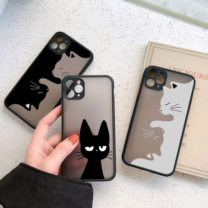 Черно-белый кот Роскошный чехол для телефона для iPhone 15 14 Pro Max Plus 13 12 Mini Pro Max 11 X XR XS 8 7 Plus SE2 Ударопрочные чехлы