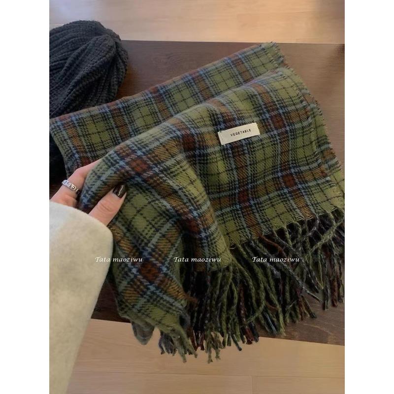 Plaid Collection~ Korean Plaid Fringed Ins Scarf Female Autumn And Winter Students Warm Atmosphere Scarf