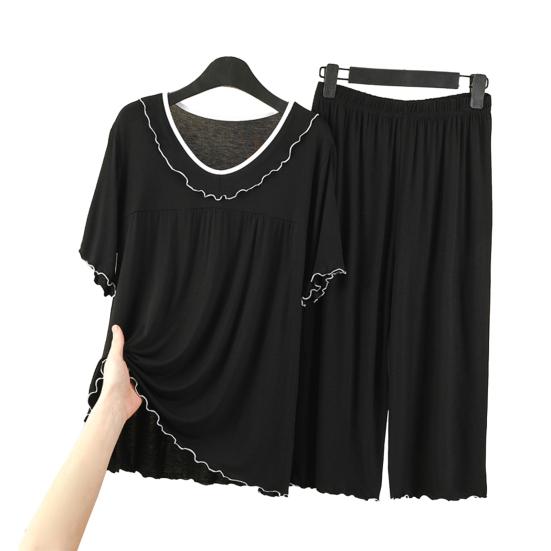 Женский комплект из двух частей пижамы с круглым вырезом и короткими рукавами, подходящие широкие рубашки