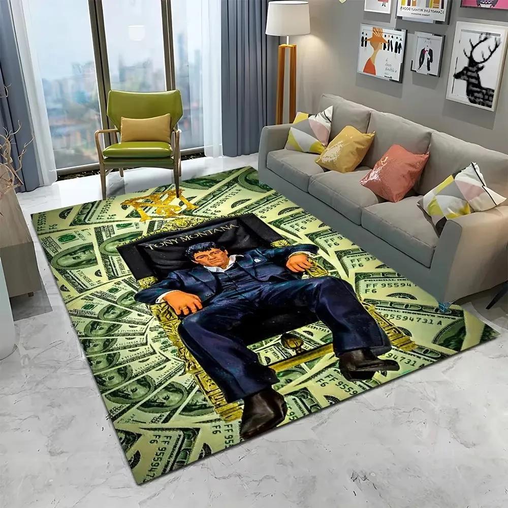 VIKAMA Scarface 3D Visual Rug Tony Classic Movie Carpet Non Slip Floor Mat Living Room Bedroom Sofa Decor Kids Playroom