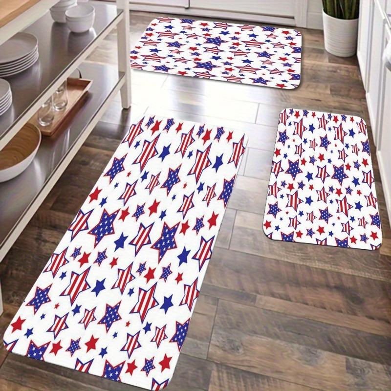 1PC Stars$Stripes Pattern Kitchen Rug Non-Slip Door Mat Pop design Bathroom Rug Bath Mat Carpet for Home Sink Laundry ecoreeree