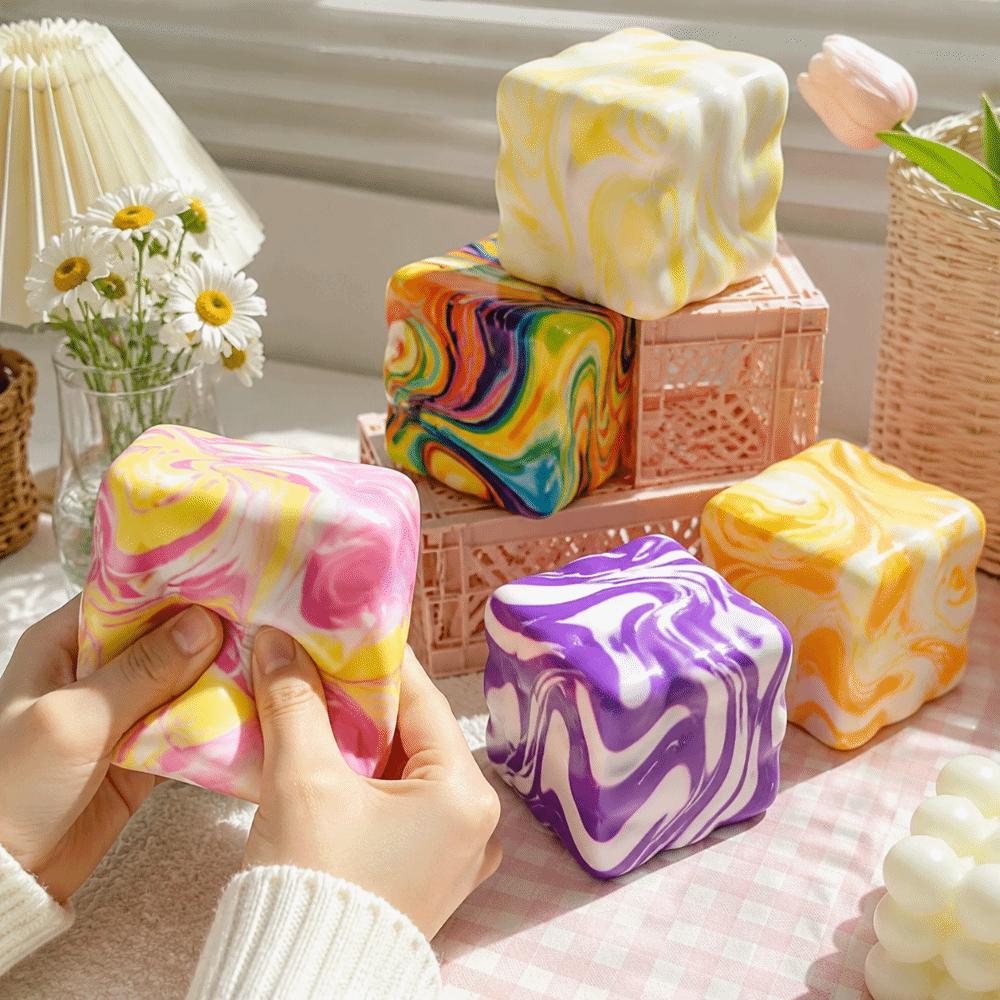7cm Cheese Squeezed Cube Super Soft Cheese Stress Ball Portable Squishy Toy  Office