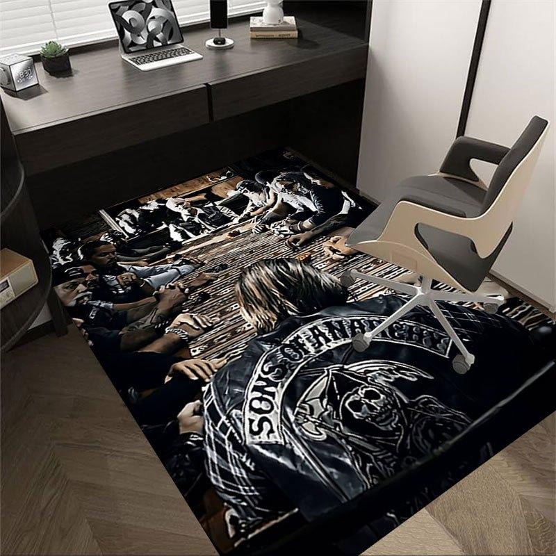 1pc Sons of Anarchy themed Office Carpet Chair Mats - durable polyester rug for home theater, office, dorm room decor - tA13
