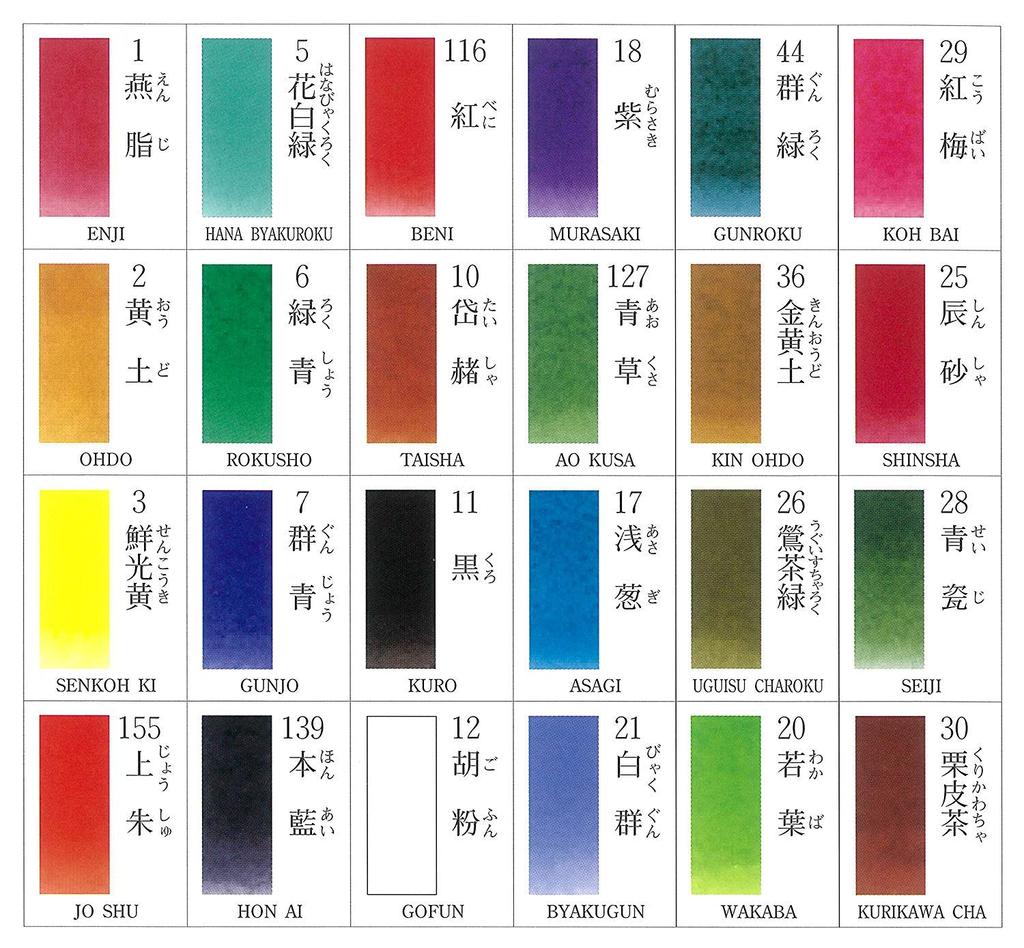 Краски для японской живописи Kissho Kansai Paint Set 3 Kansai 24 Colors Sumi-sai No. Переделано