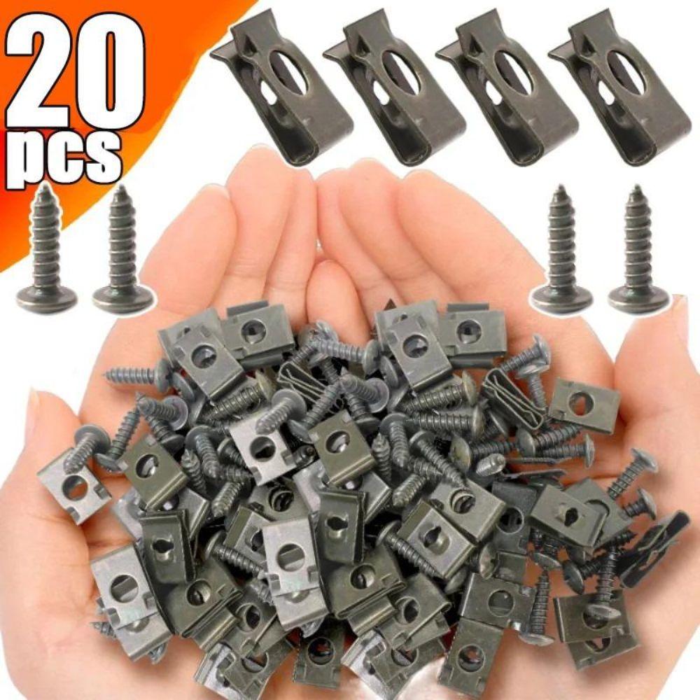 20/40/60Pcs Anti Rust U-Type Fastener Clips Iron Metal Screw Clips Car Accessories