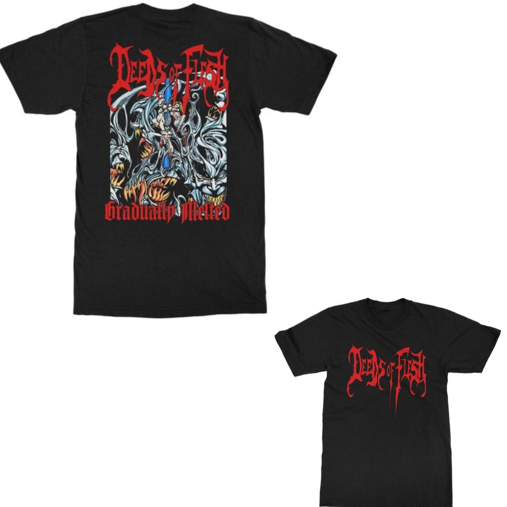 Retro Deeds of Flesh Band Graphic Cotton Tshirt Unisex Summer Short Sleeve Fashion Brand Tee Luxury Casual Vintage Retro Top