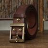 Men's Leather Belt Thickening Bolding Vegetable Tanned Full-Grain Leather Cowhide Brass Buckle Retro Genuine Leather Fashion