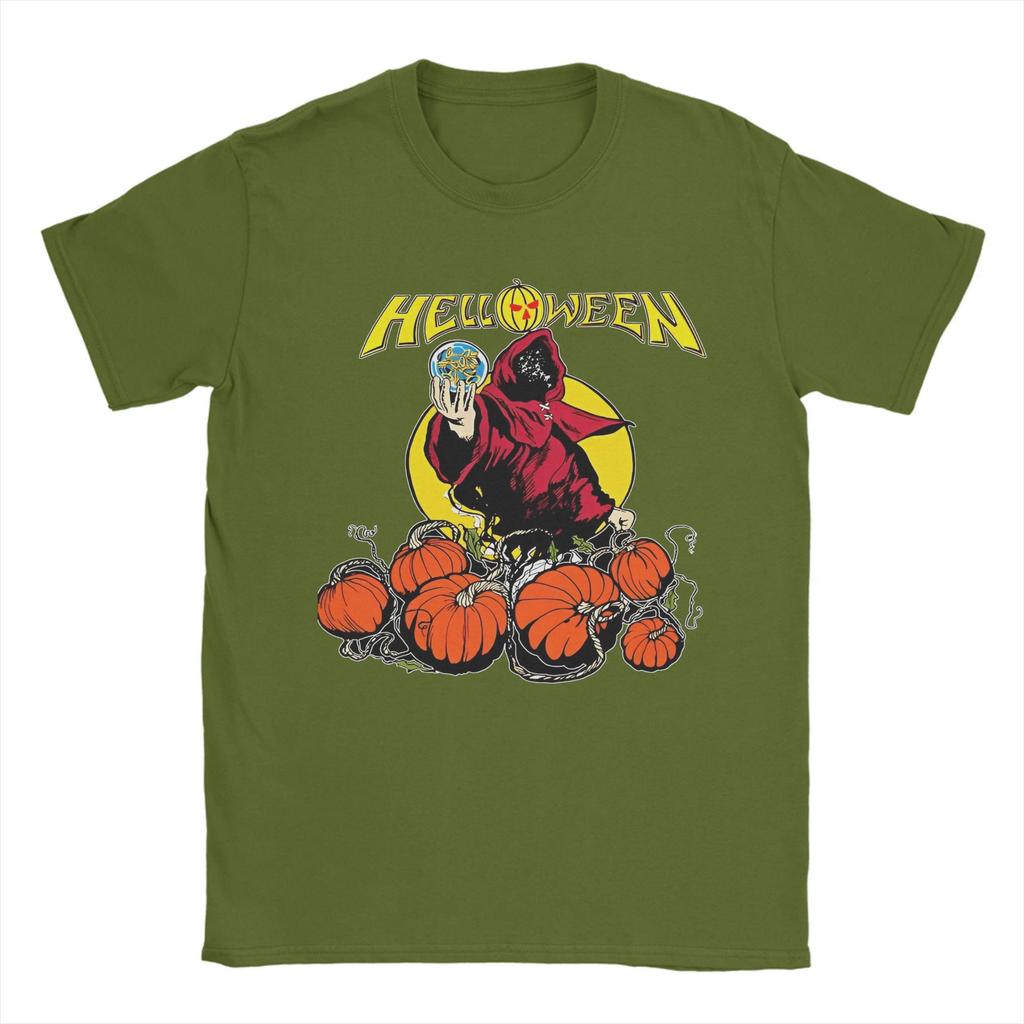 Футболка с изображением группы Heavy Metal Helloween, мужская хлопковая винтажная футболка с круглым вырезом, немецкая футболка Power Rock с коротким рукавом, одежда больших размеров