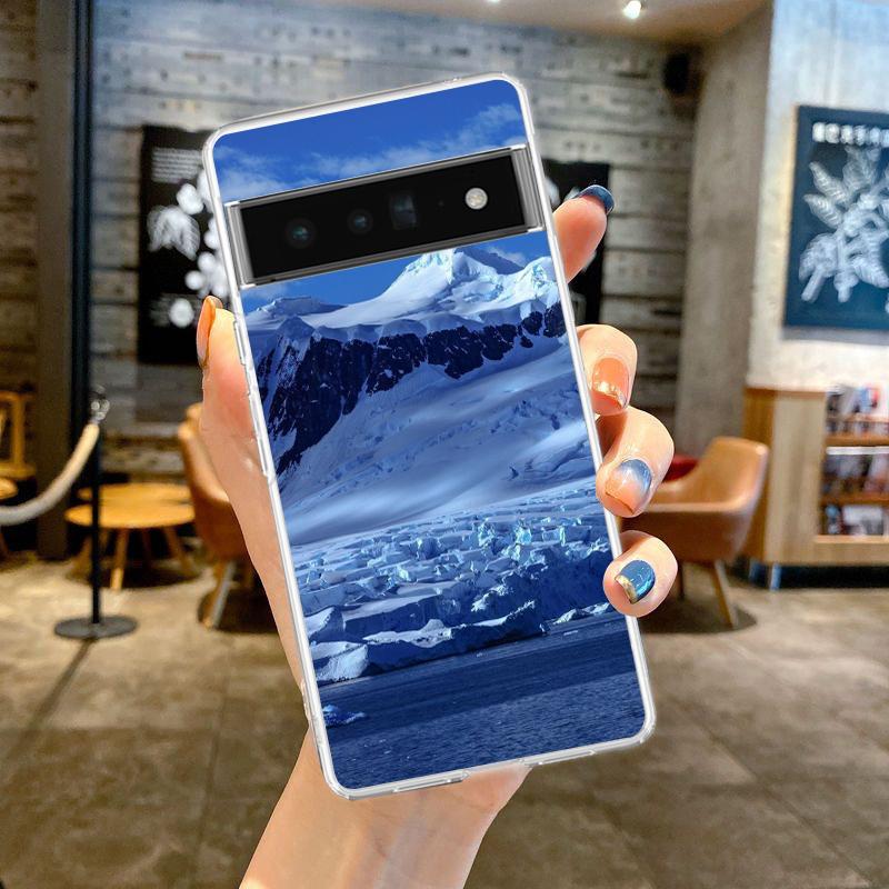 Для Google Pixel 10 Pro Прозрачный чехол для телефона Pixel 9 Pro XL Pixel 8 Pro 9A 8A 7A 7 6A 6 Pro Мягкая TPU крышка Снежный пейзаж Антарктиды