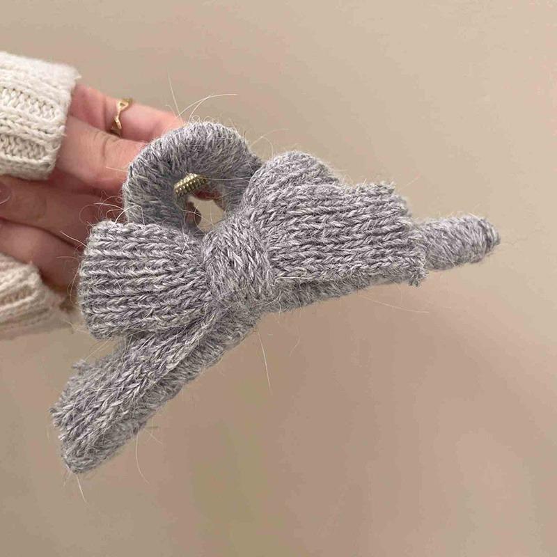 1pc Knitted Butterfly Knot Hair Grab Set for Autumn Winter Plush Texture Multi Color Series Full Shape Strong Grip Daily Curling