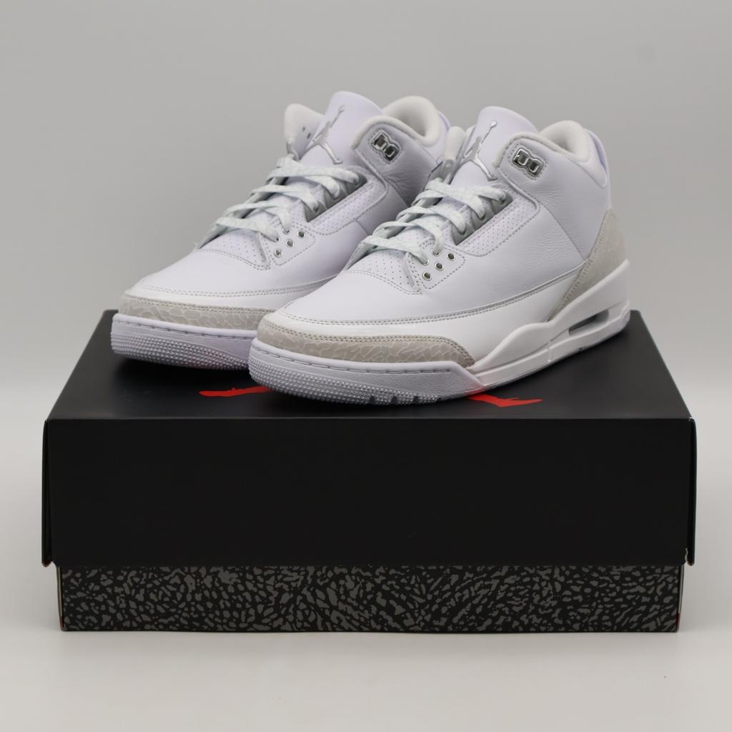 CT8532-111 Nike Air Jordan 3 Retro Pure Money Белый и Серебристый (2025) (Мужской)