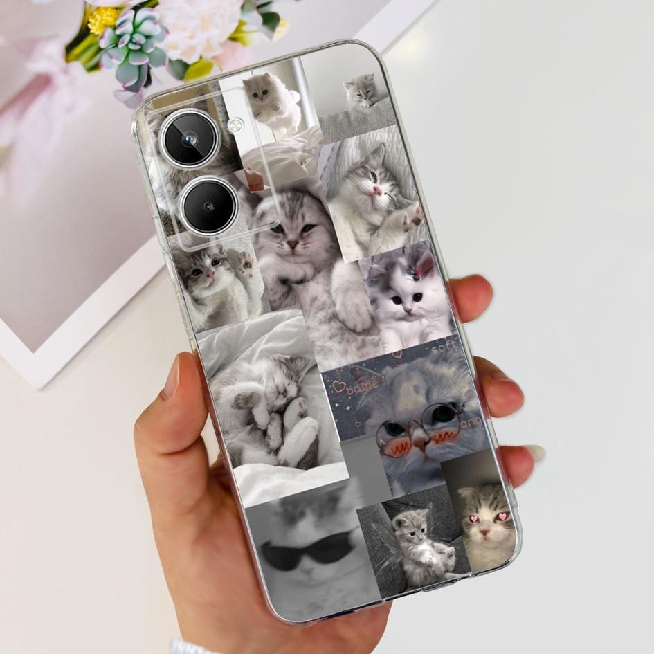 Чехол для Realme 10 RMX3630 Задняя крышка Милый мультяшный панда Тонкий мягкий прозрачный силиконовый чехол для телефона Для Realme 10 Pro Plus RMX3687 Capa