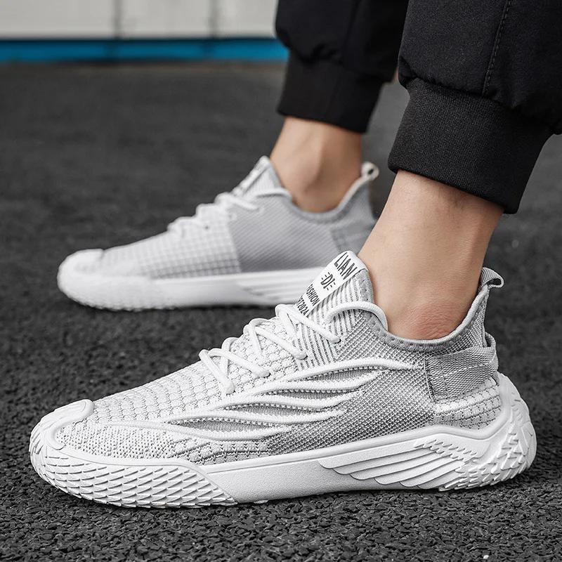Мода 2025 Осень Повседневная Ходьба Бег Сетчатые Дышащие Плоская Подошва Вязаная Обувь Спортивная Мужская Обувь Большие Размеры Zapatillas Hombre