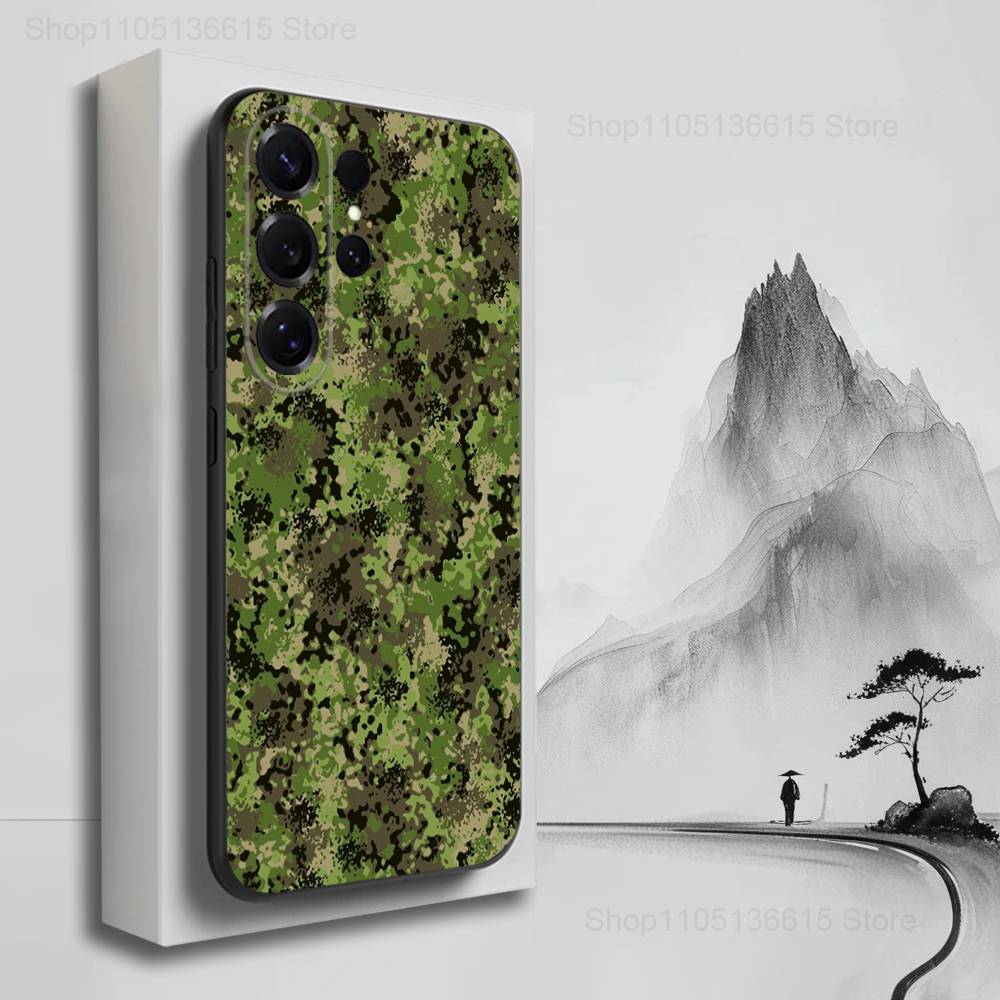 Camouflage Art Army Phone For Samsung S22,S25,S24,S23,Ultra,FE,Plus,S21,S20,S10,S9,Lite,Soft Silicone Black